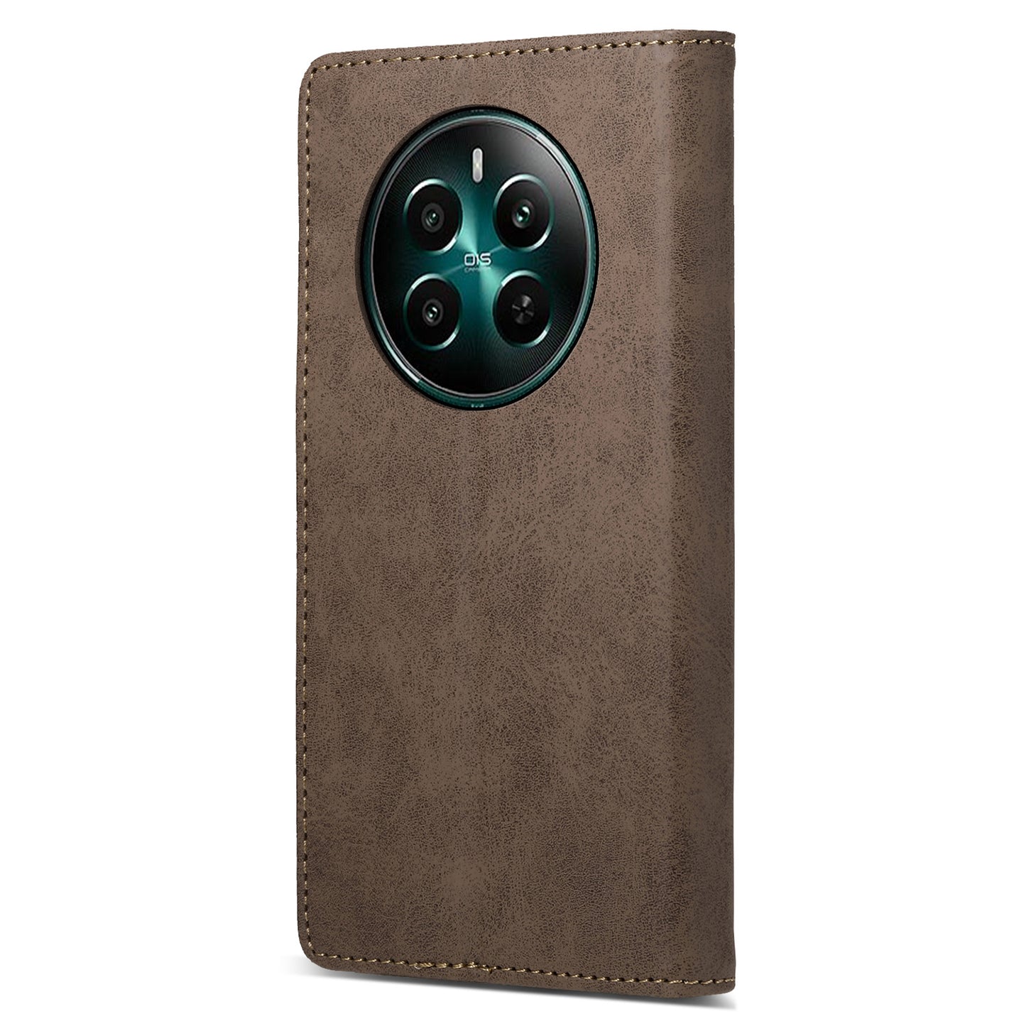 DF-05 For Realme 12+ 5G / Narzo 70 Pro 5G Case Magnetic PU Leather Wallet-Style Business Phone Cover - Brown