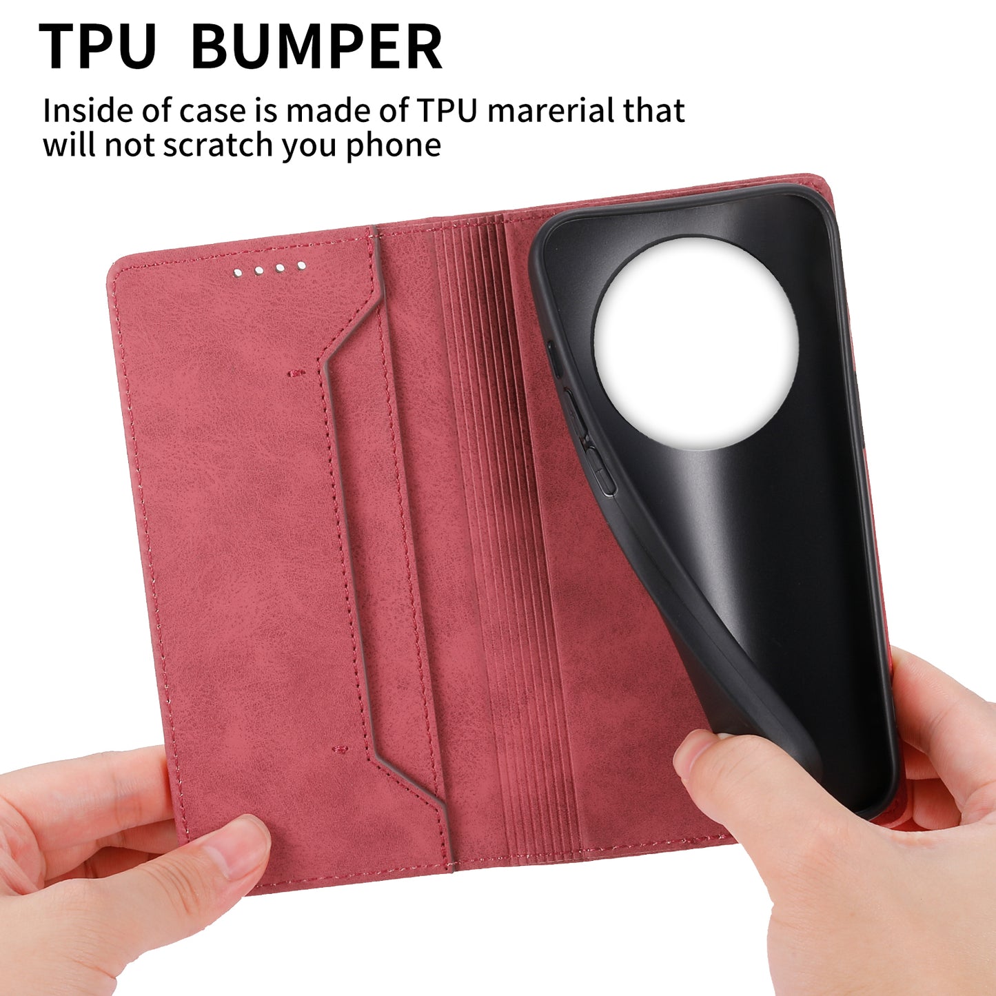 DF-05 For Realme 12+ 5G / Narzo 70 Pro 5G Case Magnetic PU Leather Wallet-Style Business Phone Cover - Red