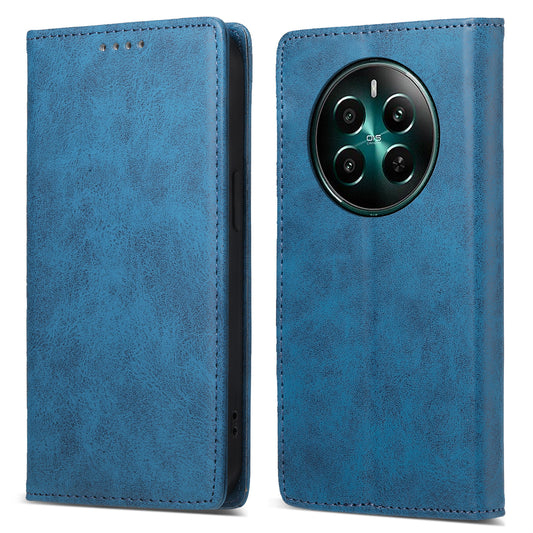 DF-05 For Realme 12+ 5G / Narzo 70 Pro 5G Case Magnetic PU Leather Wallet-Style Business Phone Cover - Blue