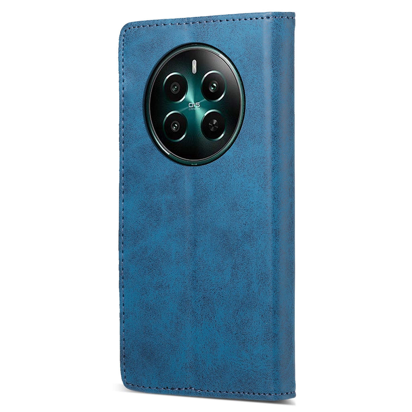 DF-05 For Realme 12+ 5G / Narzo 70 Pro 5G Case Magnetic PU Leather Wallet-Style Business Phone Cover - Blue