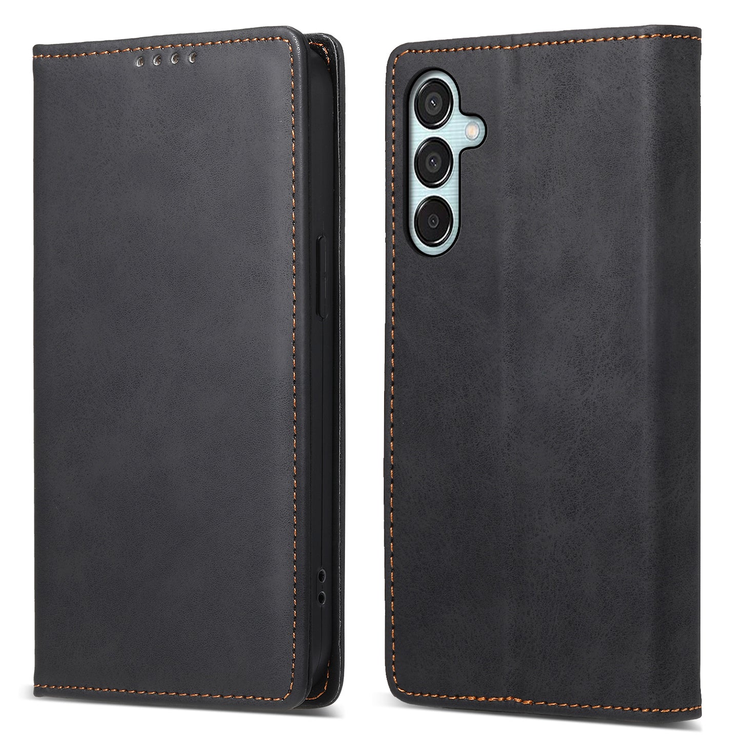 DF-05 For Samsung Galaxy M15 5G / F15 5G Case PU Leather Hidden Magnet Folio Phone Cover - Black