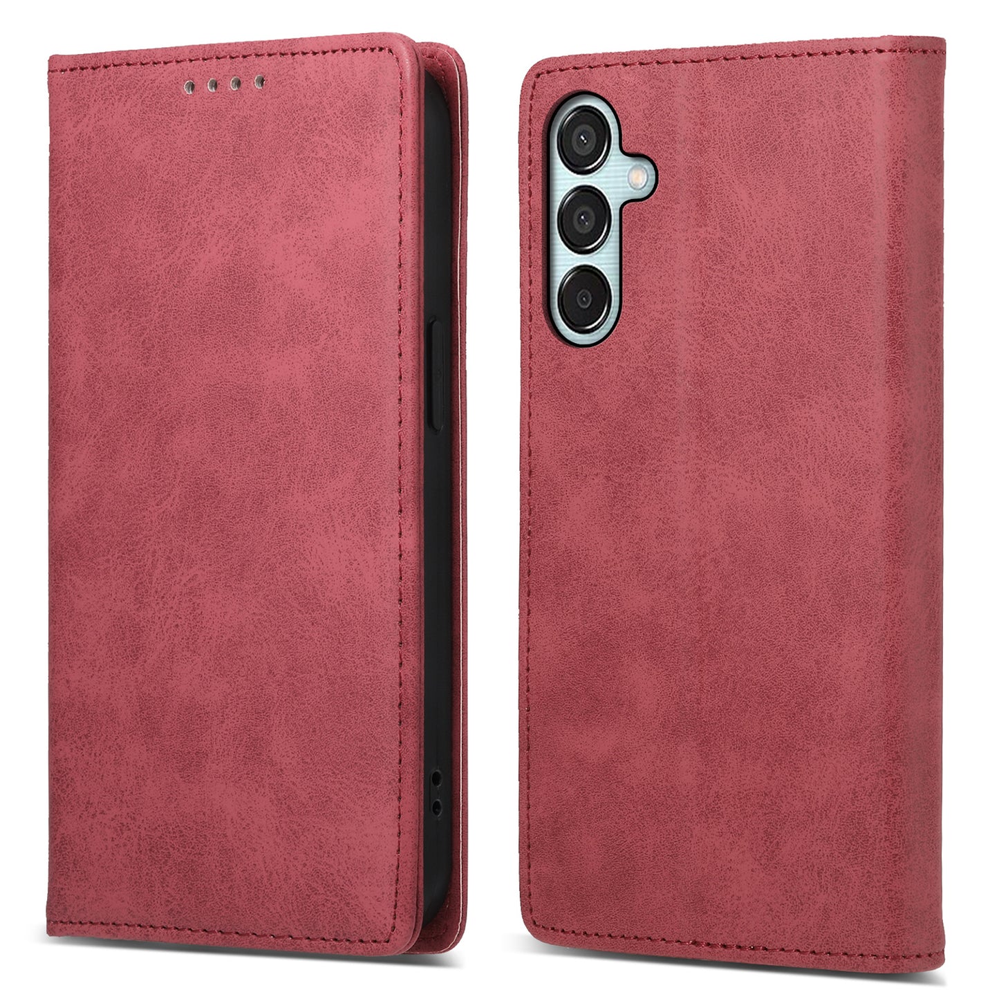 DF-05 For Samsung Galaxy M15 5G / F15 5G Case PU Leather Hidden Magnet Folio Phone Cover - Red