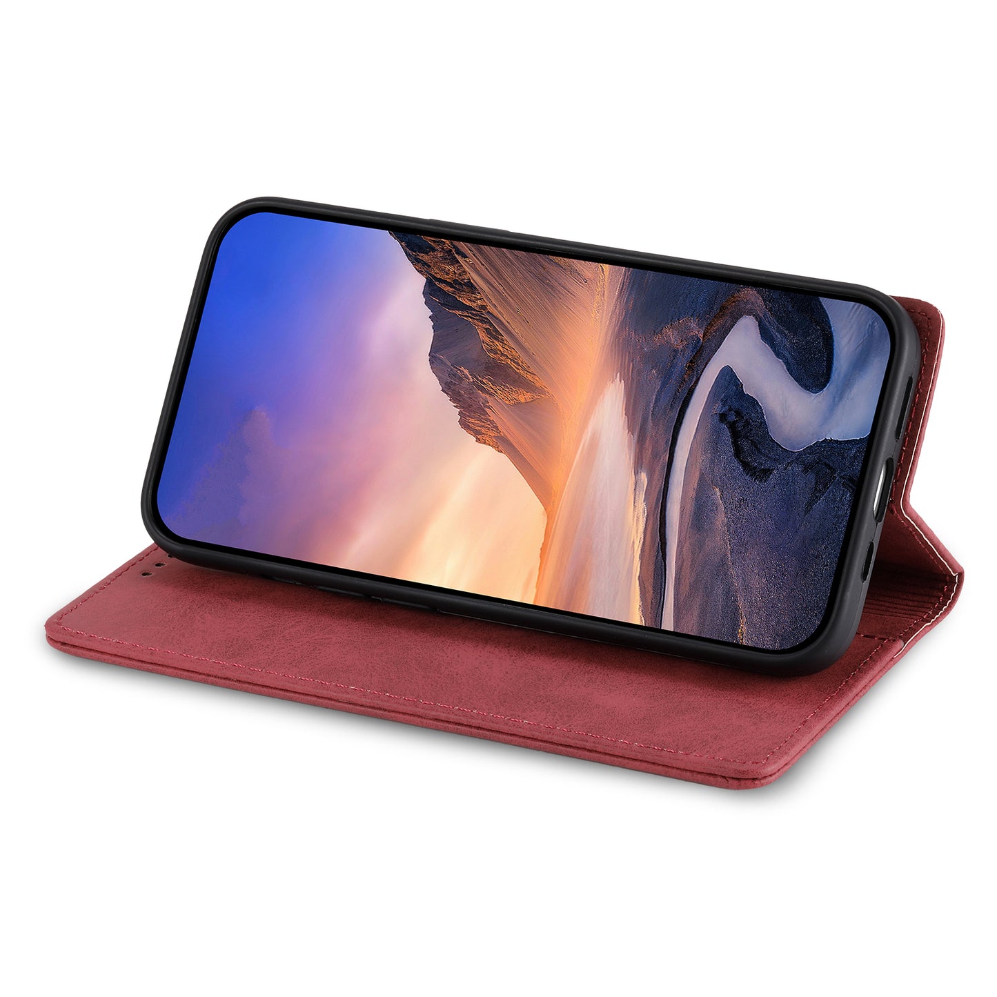 DF-05 For Samsung Galaxy M15 5G / F15 5G Case PU Leather Hidden Magnet Folio Phone Cover - Red