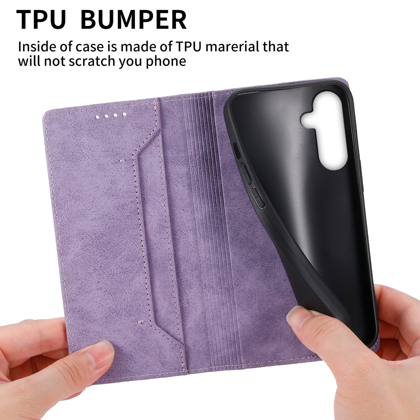 DF-05 For Samsung Galaxy M15 5G / F15 5G Case PU Leather Hidden Magnet Folio Phone Cover - Purple