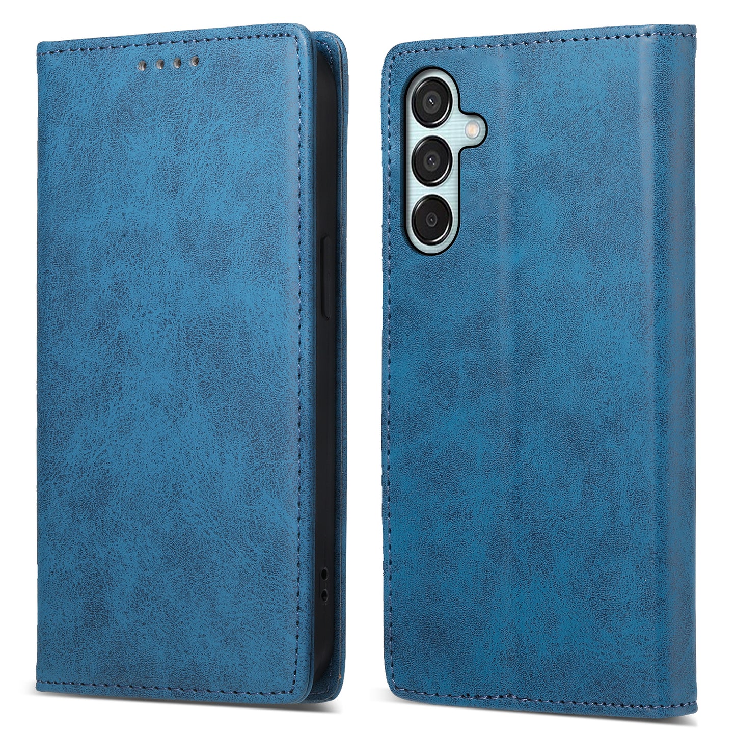 DF-05 For Samsung Galaxy M15 5G / F15 5G Case PU Leather Hidden Magnet Folio Phone Cover - Blue