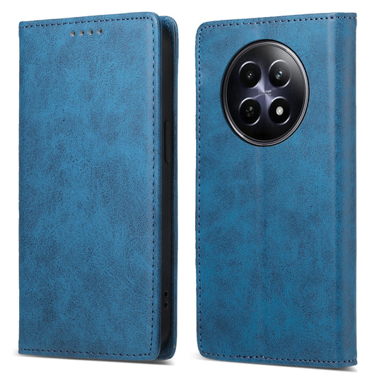DF-05 For Realme 12 / 12x 5G Business Case PU Leather RFID Blocking Wallet Phone Cover - Blue