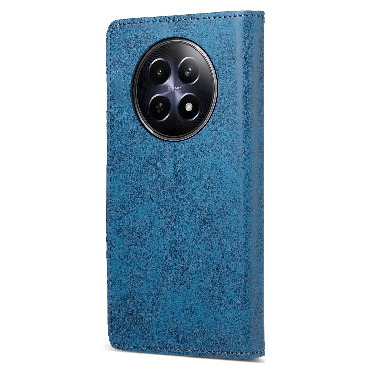 DF-05 For Realme 12 / 12x 5G Business Case PU Leather RFID Blocking Wallet Phone Cover - Blue