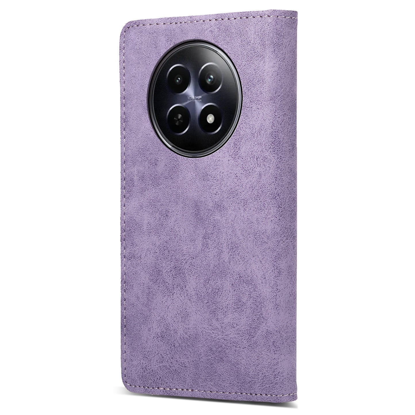 DF-05 For Realme 12 / 12x 5G Business Case PU Leather RFID Blocking Wallet Phone Cover - Purple
