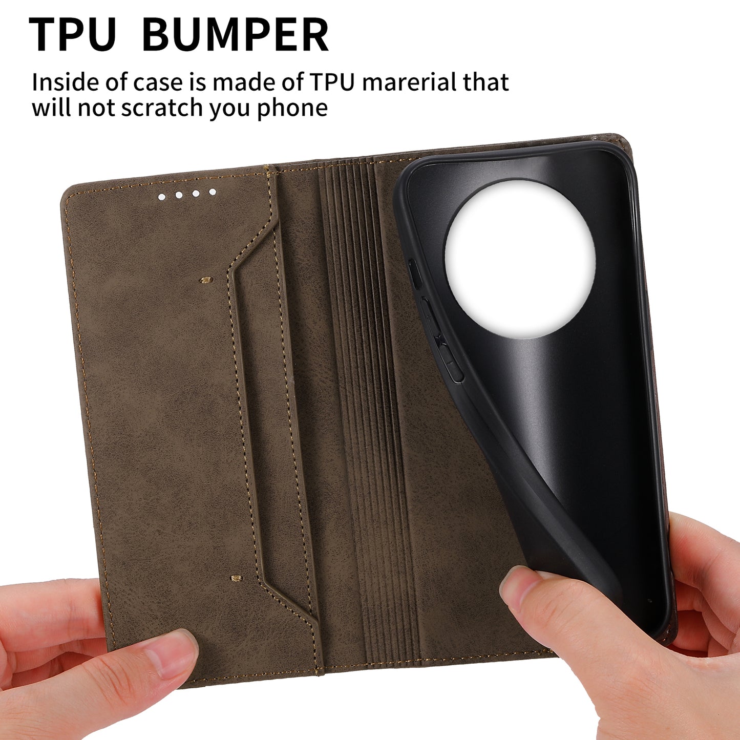 DF-05 For Realme 12 / 12x 5G Business Case PU Leather RFID Blocking Wallet Phone Cover - Brown