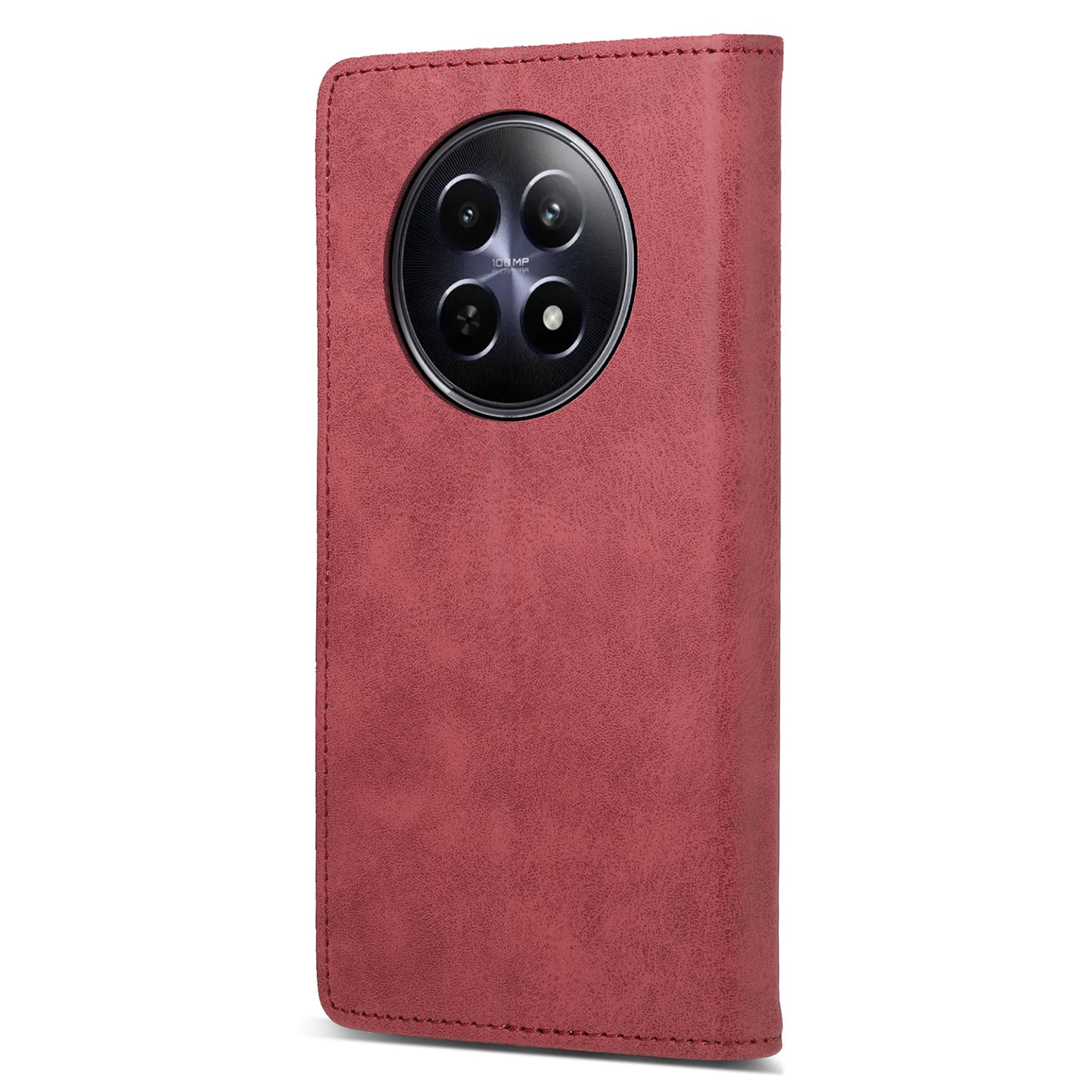 DF-05 For Realme 12 / 12x 5G Business Case PU Leather RFID Blocking Wallet Phone Cover - Red