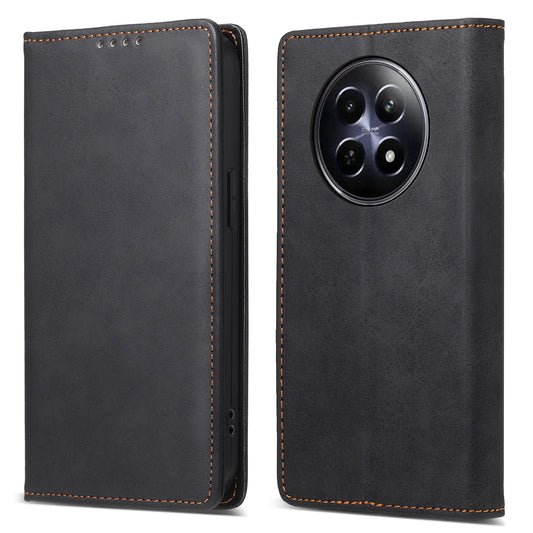 DF-05 For Realme 12 / 12x 5G Business Case PU Leather RFID Blocking Wallet Phone Cover - Black