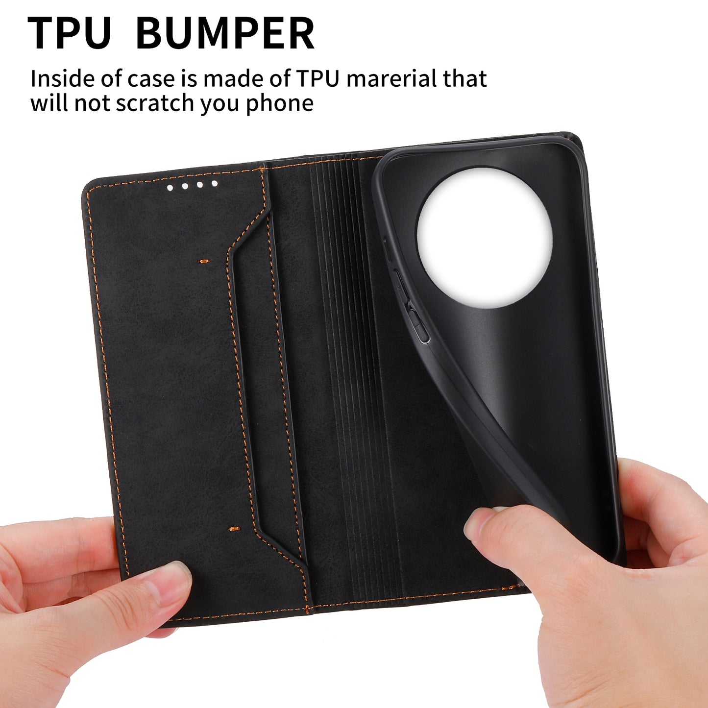 DF-05 For Realme 12 / 12x 5G Business Case PU Leather RFID Blocking Wallet Phone Cover - Black