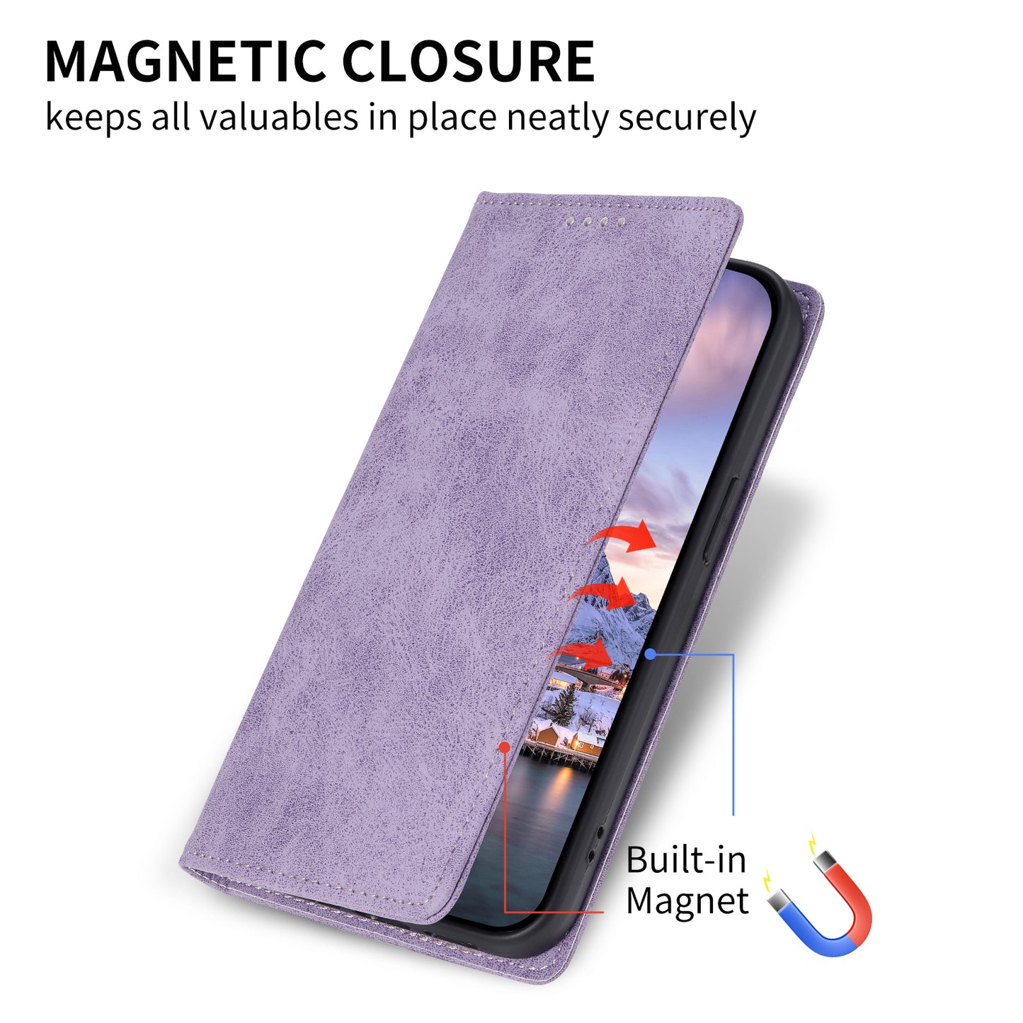DF-05 For Oppo A2 5G / A79 5G Case RFID Blocking PU Leather Magnetic Closure Flip Phone Cover - Purple