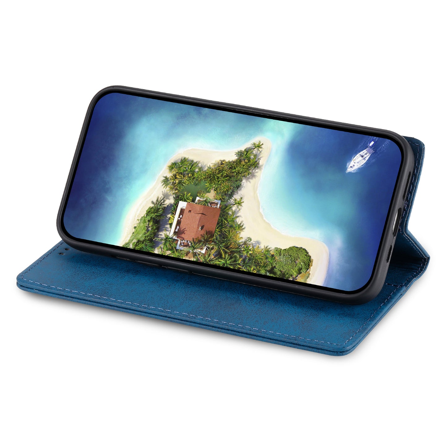 DF-05 For Oppo A2 5G / A79 5G Case RFID Blocking PU Leather Magnetic Closure Flip Phone Cover - Blue