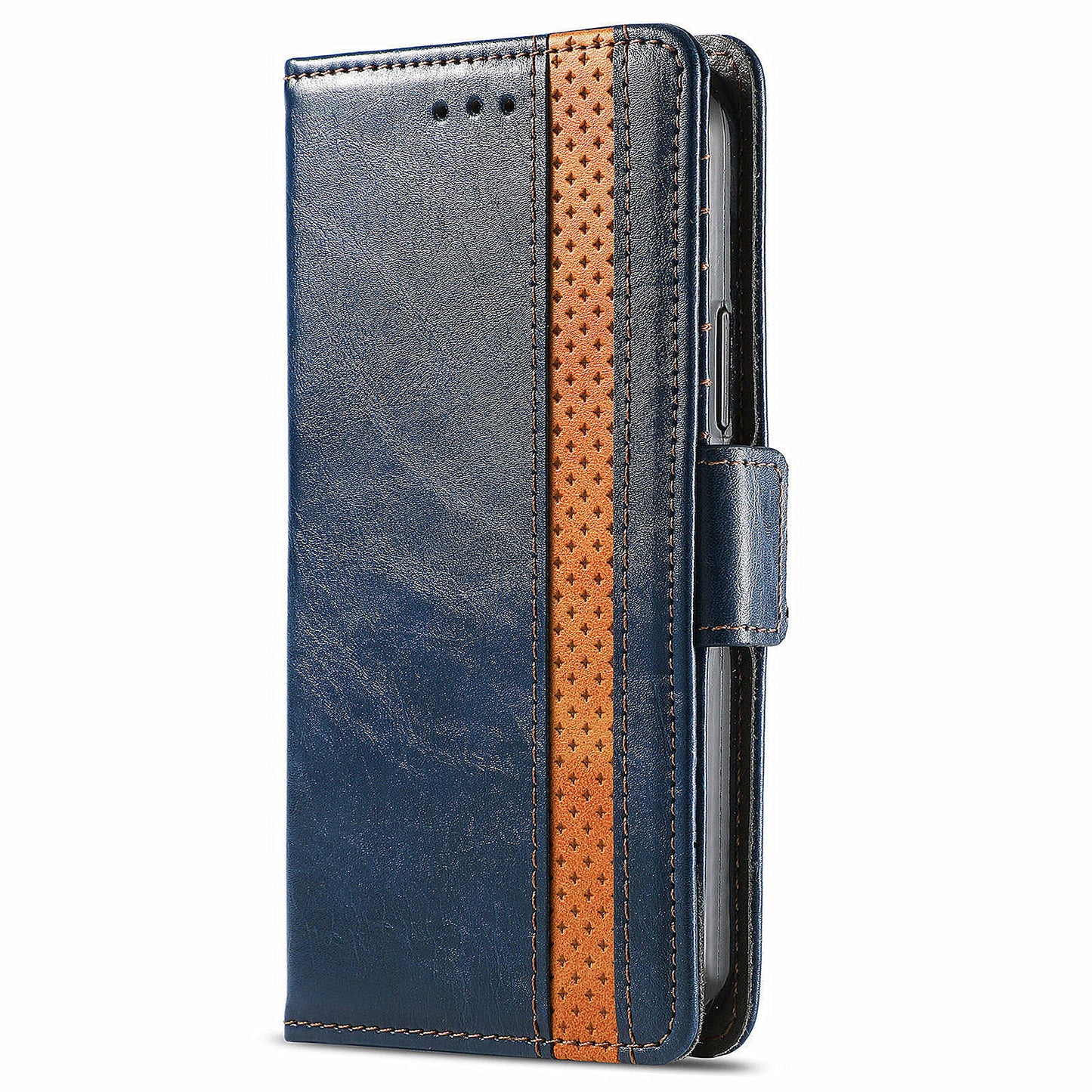 CASENEO 002 Series For Oppo Reno11 Pro 5G (Global) Leather Case Wallet Design Splicing Smart Phone Cover - Dark Blue