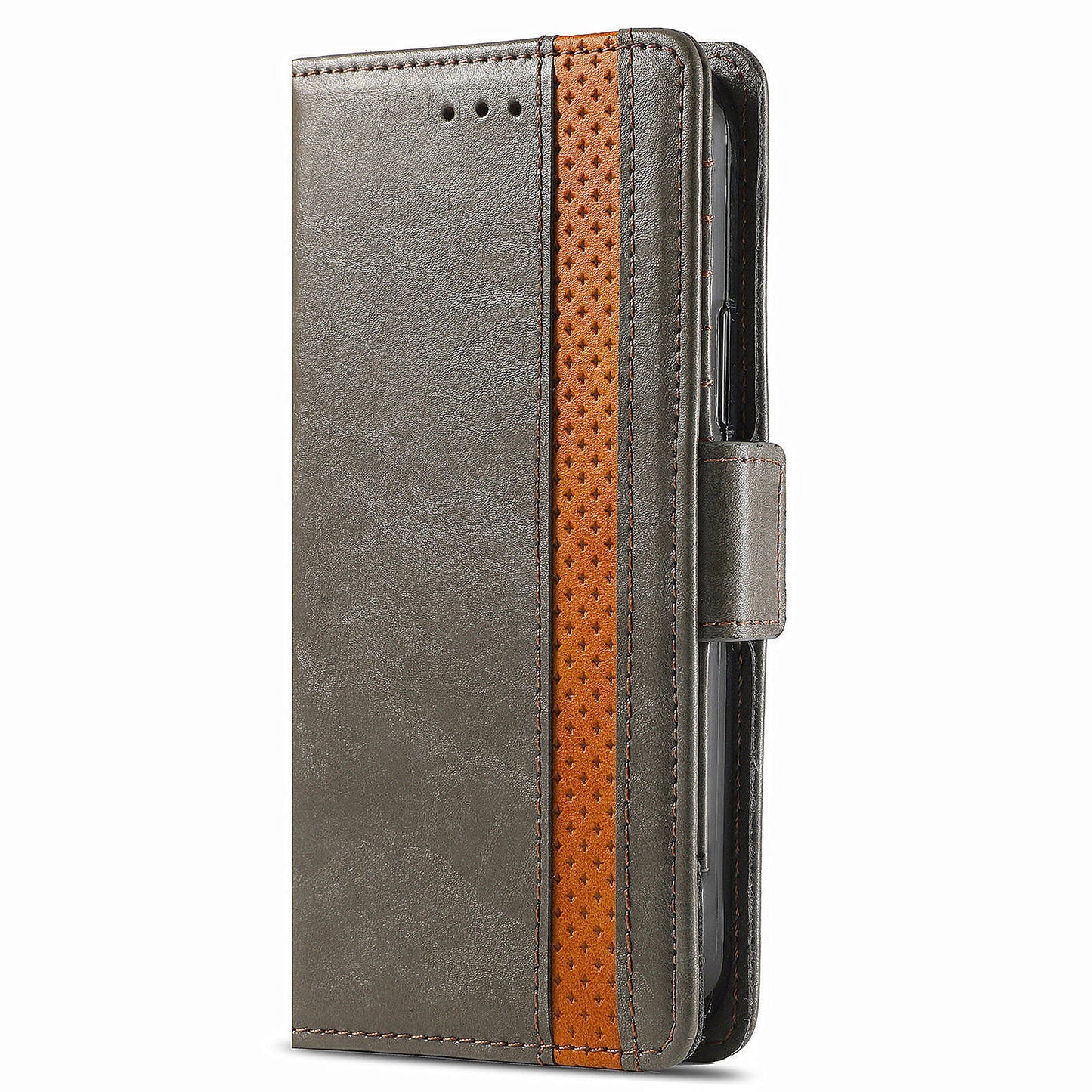 CASENEO 002 Series For Oppo Reno11 Pro 5G (Global) Leather Case Wallet Design Splicing Smart Phone Cover - Grey