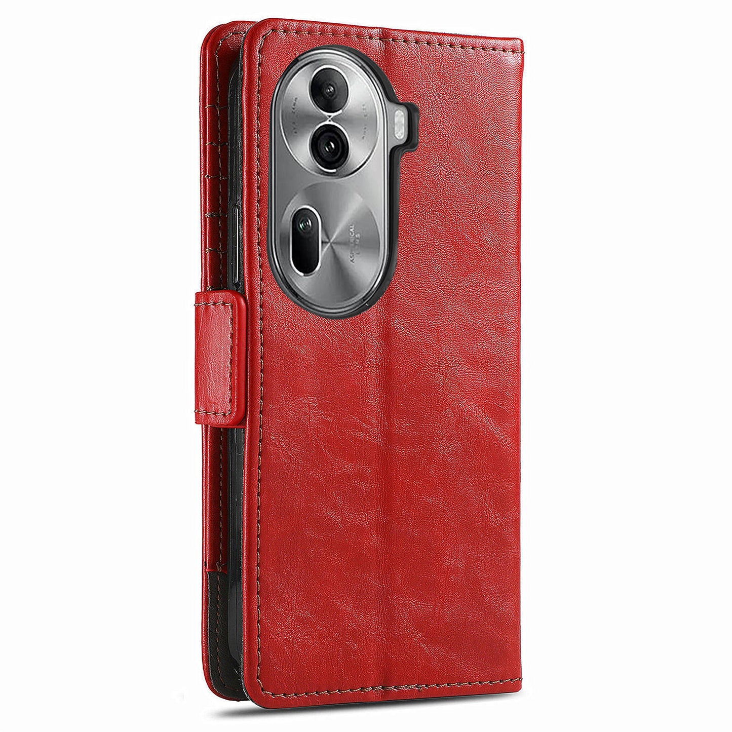CASENEO 002 Series For Oppo Reno11 Pro 5G (Global) Leather Case Wallet Design Splicing Smart Phone Cover - Red