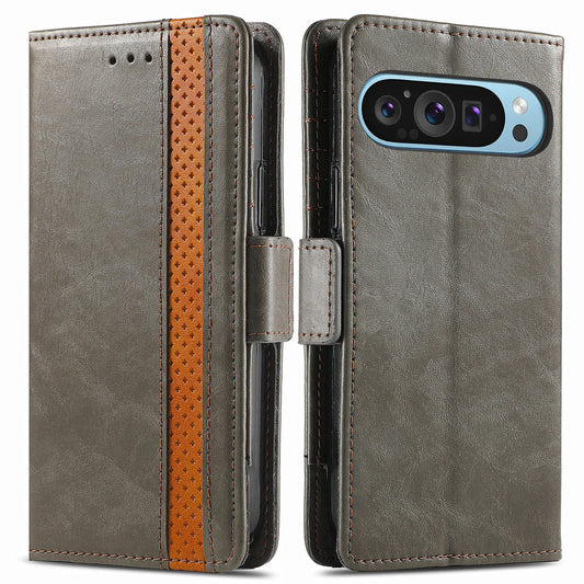 CASENEO 002 Series For Google Pixel 9 Pro Case Splicing Leather Wallet Phone Cover - Green