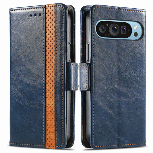 CASENEO 002 Series For Google Pixel 9 Wallet Phone Case Leather Flip Cover Mobile Accessories Wholesale - Dark Blue