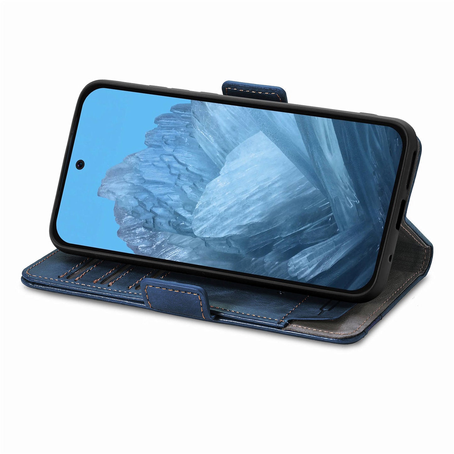 CASENEO 002 Series For Google Pixel 9 Wallet Phone Case Leather Flip Cover Mobile Accessories Wholesale - Dark Blue