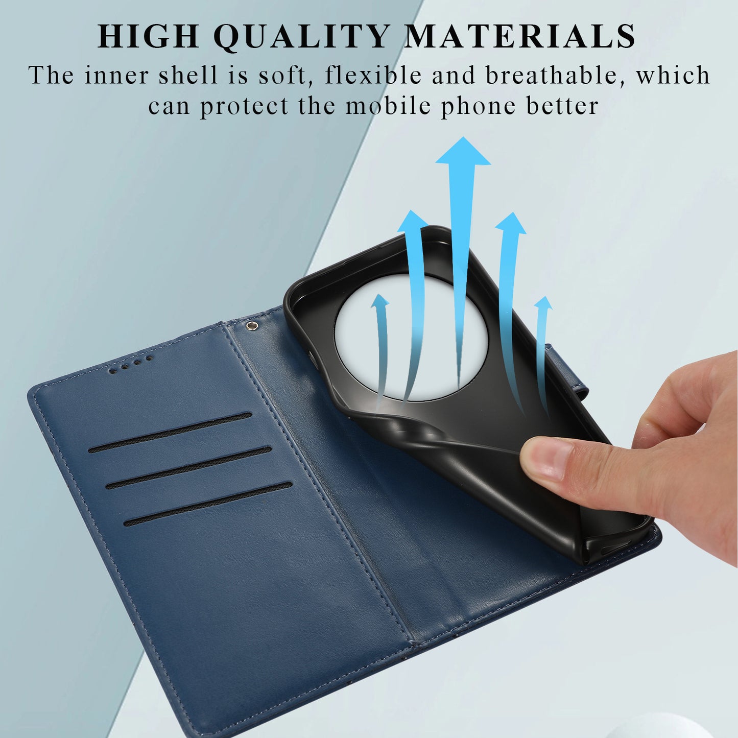 DF-06 For Xiaomi 14 Ultra Case Line Imprinted Leather Phone Cases Wholesale - Blue