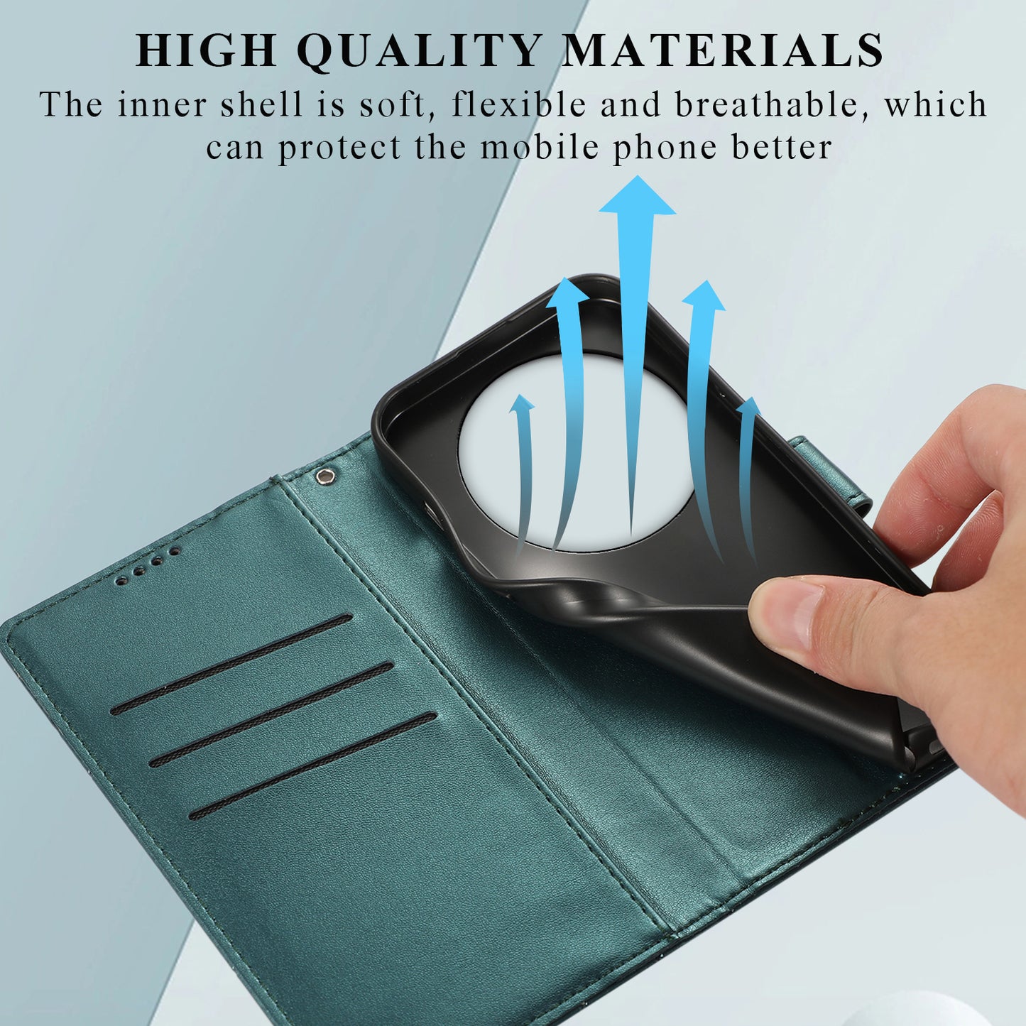 DF-06 For Xiaomi 14 Ultra Case Line Imprinted Leather Phone Cases Wholesale - Green