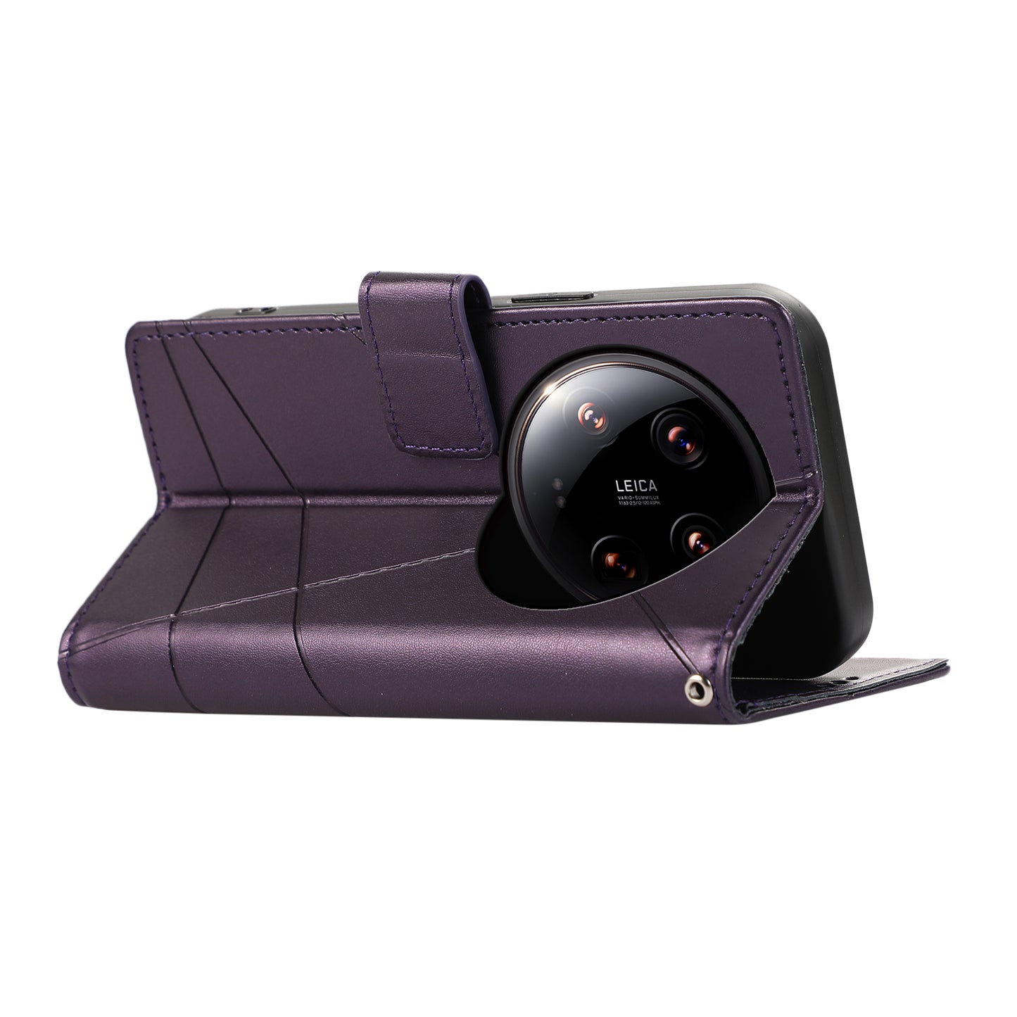 DF-06 For Xiaomi 14 Ultra Case Line Imprinted Leather Phone Cases Wholesale - Purple