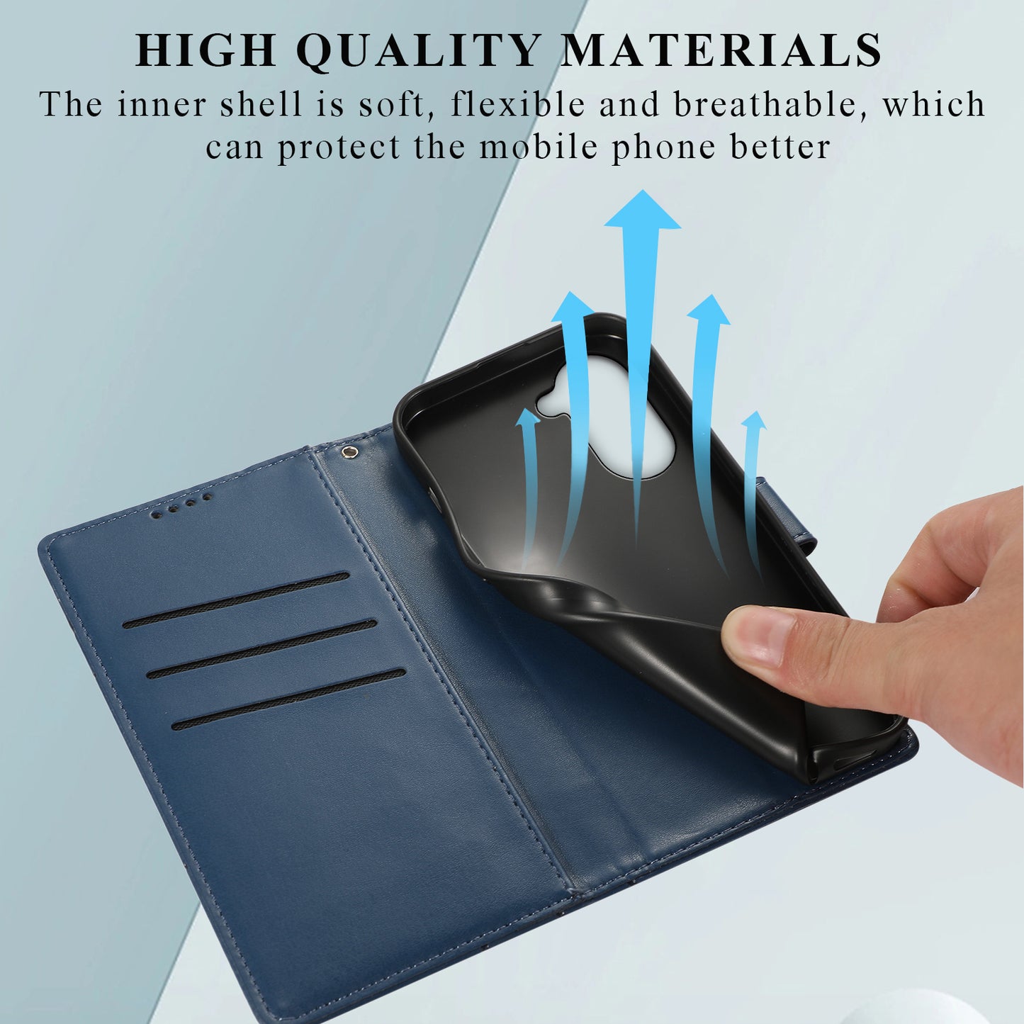 DF-06 For vivo Y03 Phone Case Line Imprinted Leather Cover Cell Phone Parts Wholesale - Blue