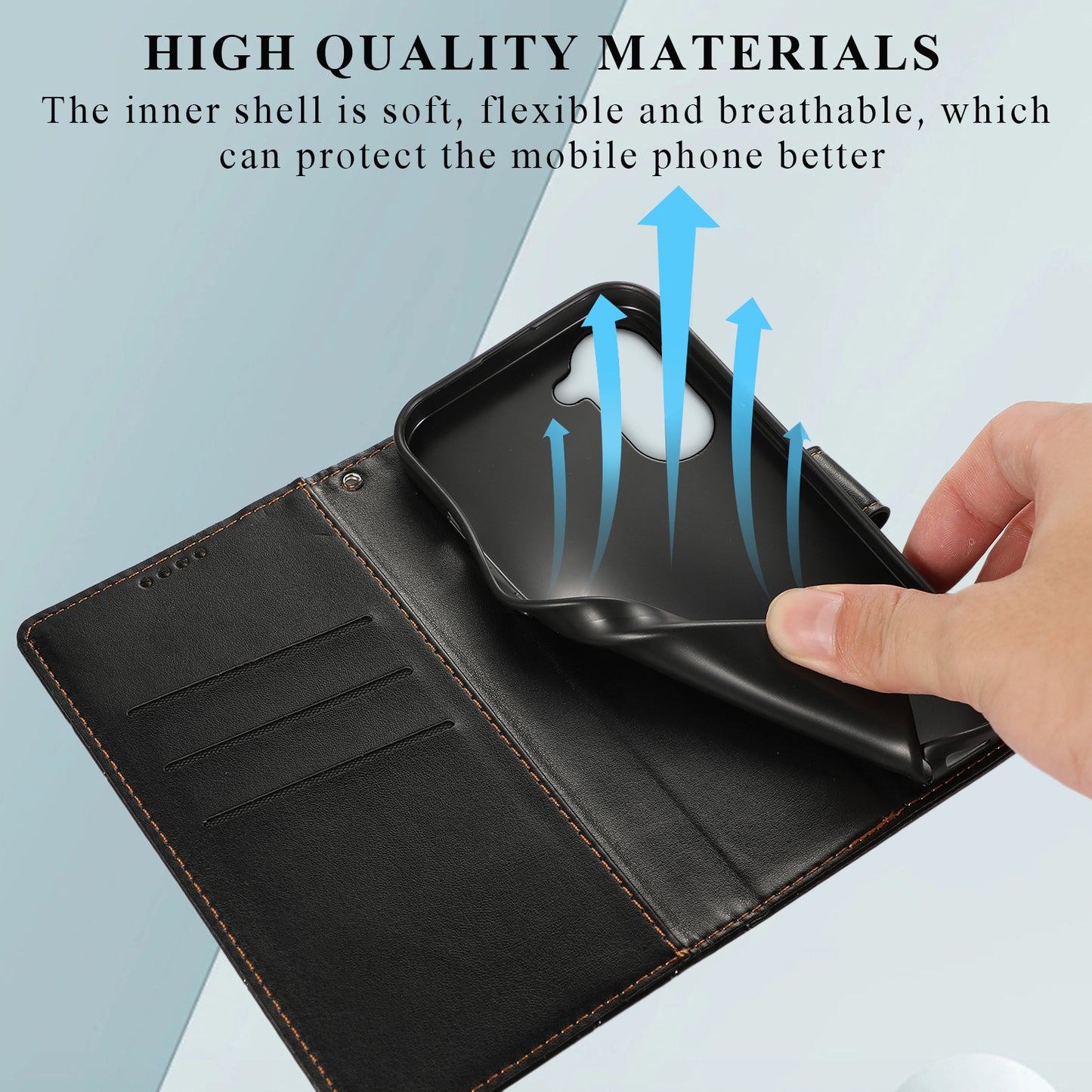 DF-06 For vivo Y03 Phone Case Line Imprinted Leather Cover Cell Phone Parts Wholesale - Black