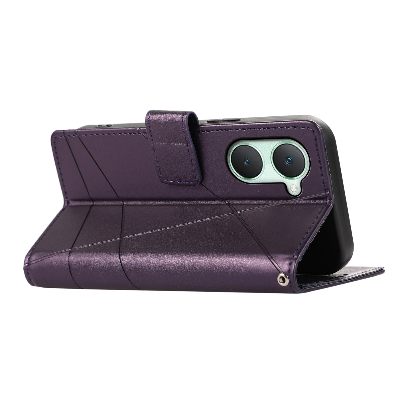 DF-06 For vivo Y03 Phone Case Line Imprinted Leather Cover Cell Phone Parts Wholesale - Purple