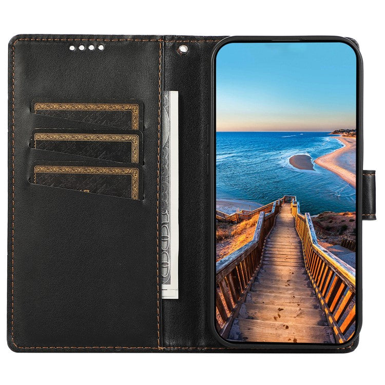 DF-06 For Samsung Galaxy M55 5G / C55 5G / F55 5G Case Line Imprint Leather Bump Proof Cover Cell Phone Accessory Wholesale - Black