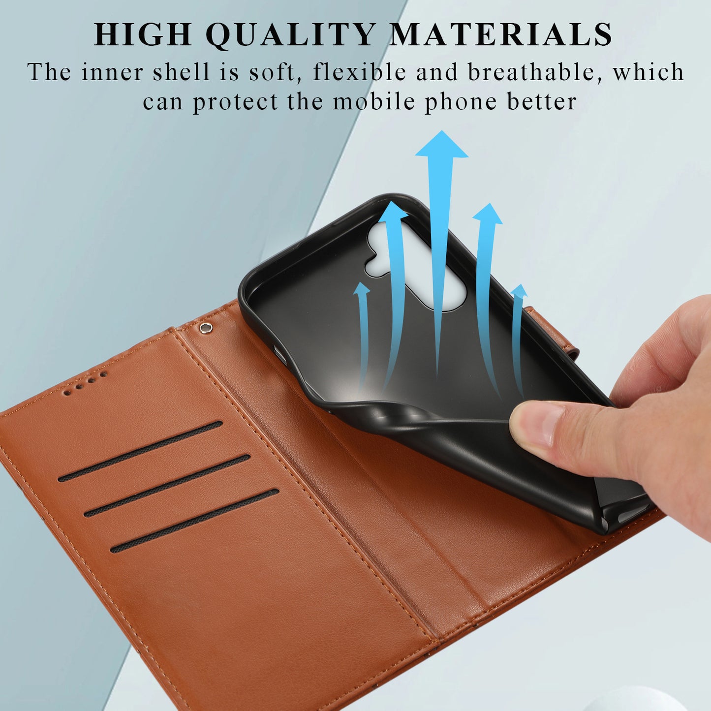 DF-06 For Samsung Galaxy M55 5G Case Line Imprint Leather Bump Proof Cover Cell Phone Accessory Wholesale - Brown