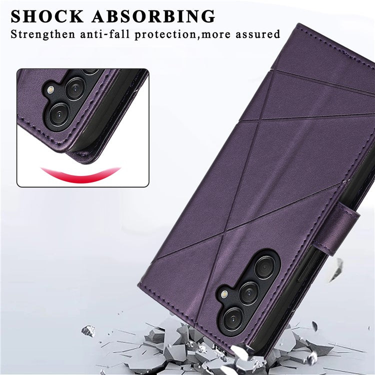 DF-06 For Samsung Galaxy M55 5G / C55 5G / F55 5G Case Line Imprint Leather Bump Proof Cover Cell Phone Accessory Wholesale - Purple