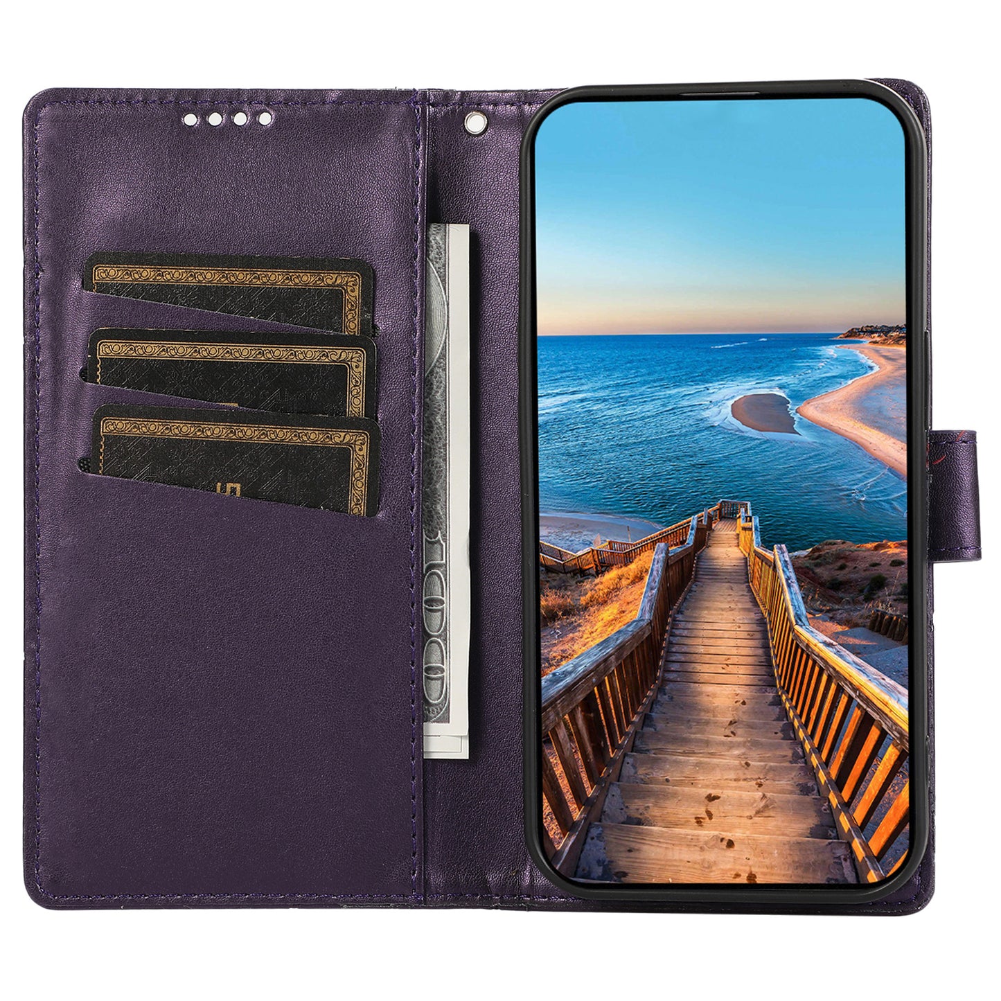 DF-06 For Samsung Galaxy M62 Case PU Leather Line Imprinted Flip Cover Cell Phone Accessories Wholesale - Purple