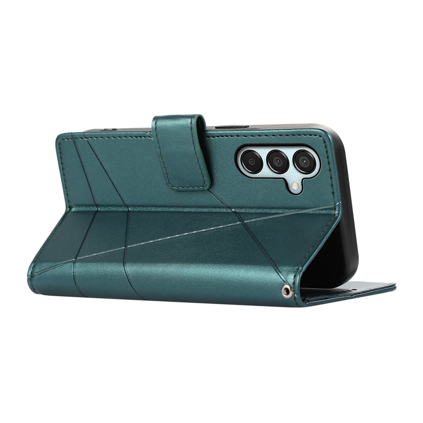 DF-06 For Samsung Galaxy M15 5G / F15 5G Case Line Imprinted Leather Flip Cover Mobile Accessories Wholesale - Green