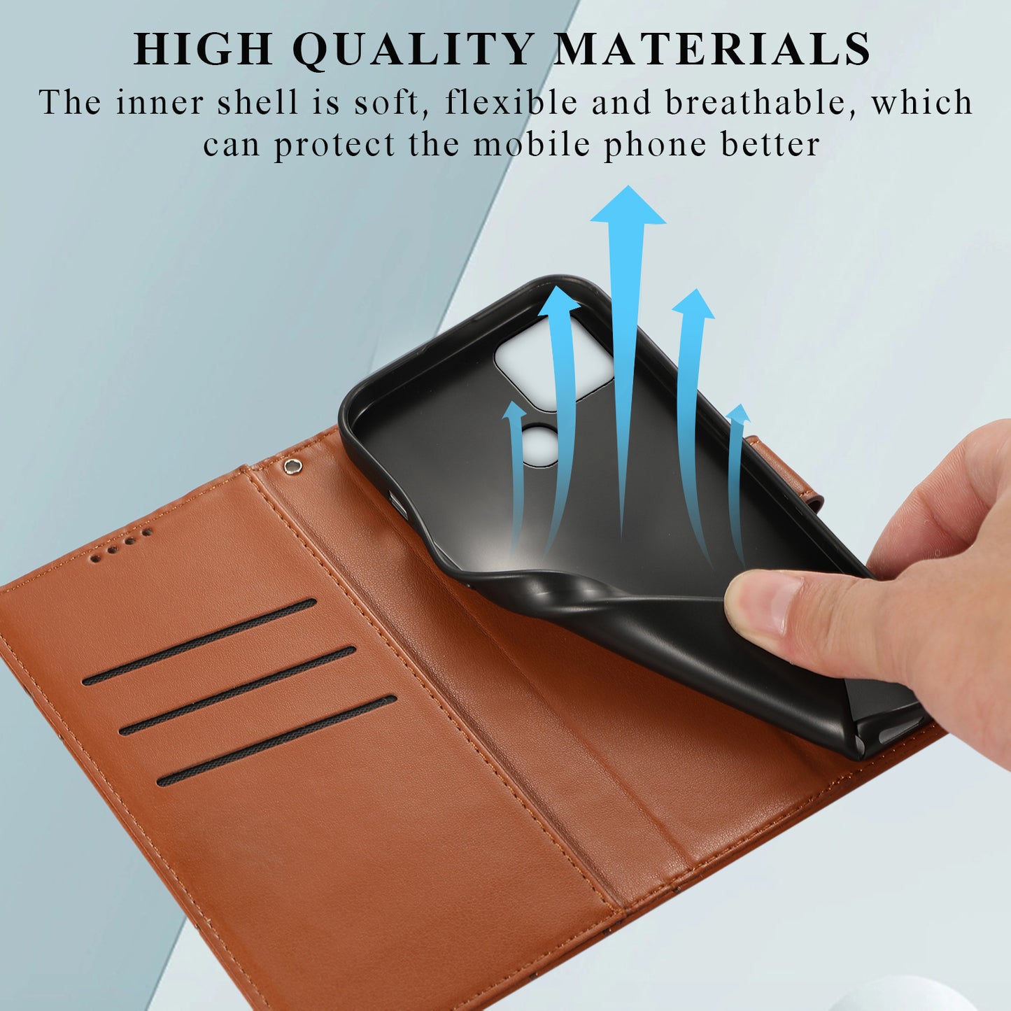 DF-06 For Realme C12 Case Mobile Accessories Wholesale Line Imprinted PU Leather Wallet Phone Cover - Brown