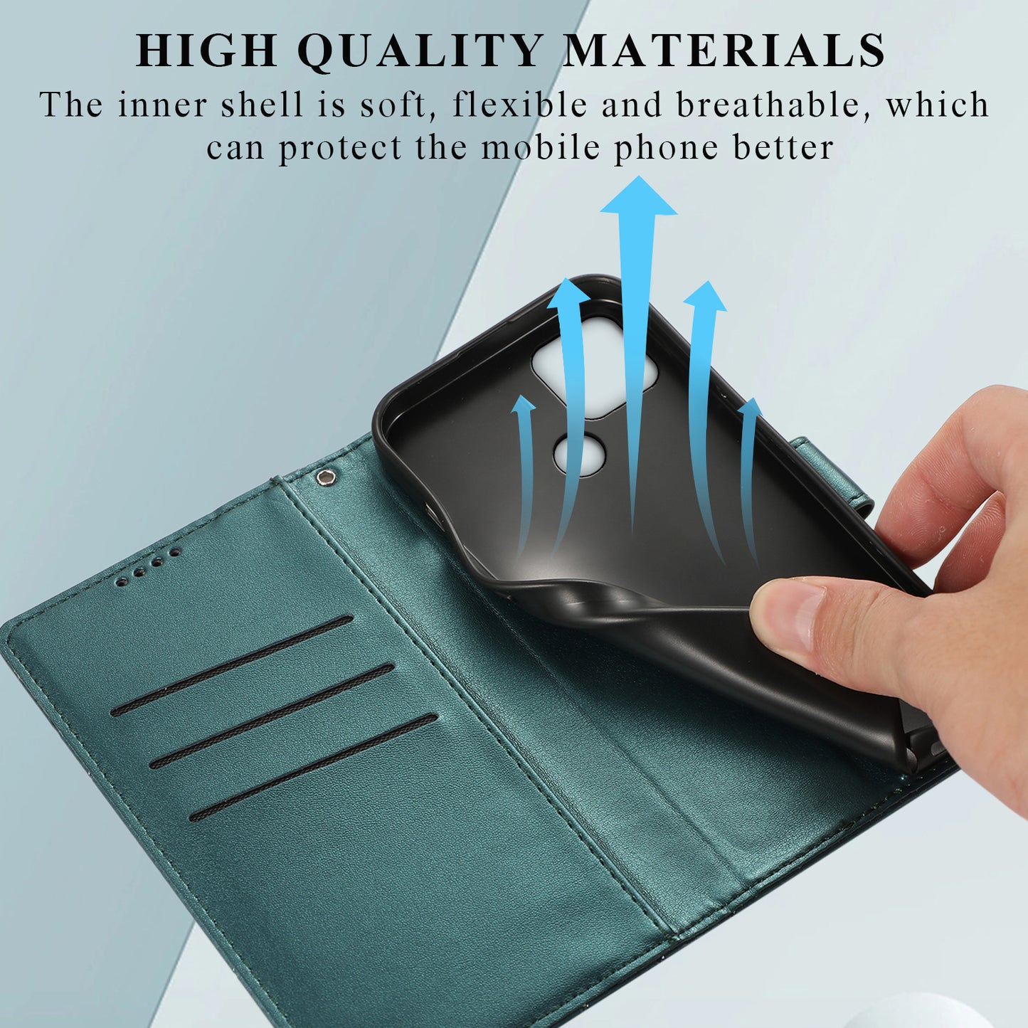 DF-06 For Realme C12 Case Mobile Accessories Wholesale Line Imprinted PU Leather Wallet Phone Cover - Green