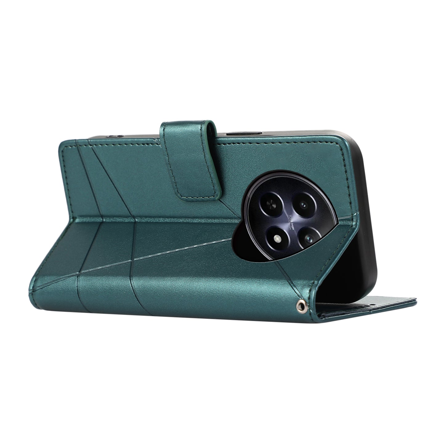 DF-06 For Realme 12 / 12x 5G Case Cell Phone Accessory Wholesale Line Imprint Leather Wallet Phone Cover - Green