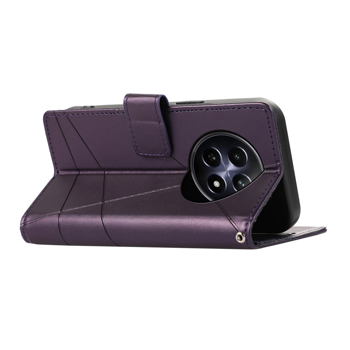 DF-06 For Realme 12 / 12x 5G Case Cell Phone Accessory Wholesale Line Imprint Leather Wallet Phone Cover - Purple