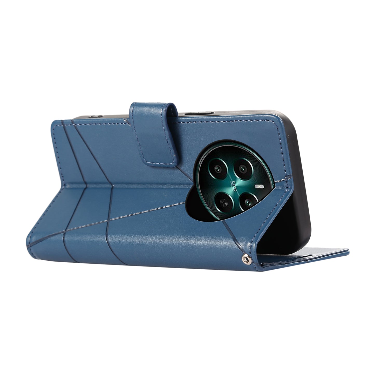 DF-06 For Realme 12+ 5G / Narzo 70 Pro 5G Case Line Imprint Wallet Cover Wholesale Cell Phone Accessories - Blue