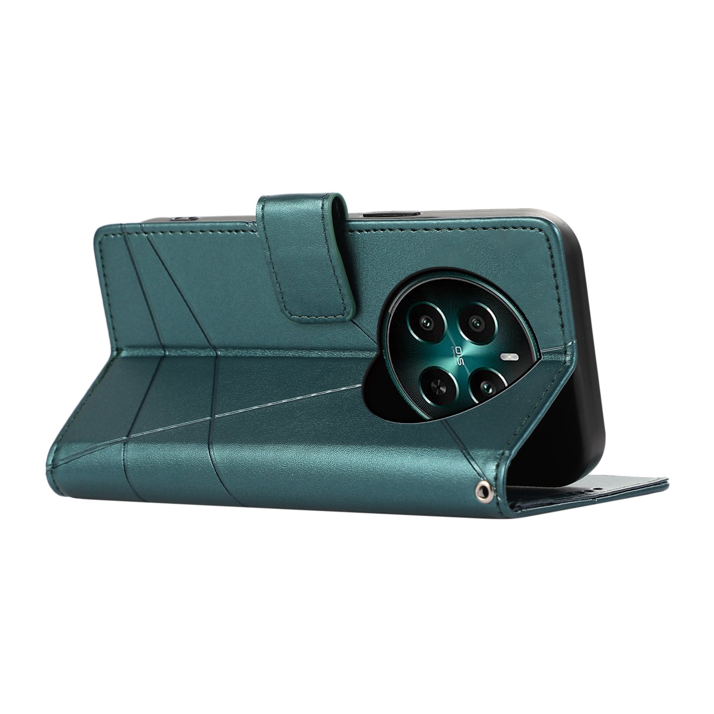 DF-06 For Realme 12+ 5G / Narzo 70 Pro 5G Case Line Imprint Wallet Cover Wholesale Cell Phone Accessories - Green
