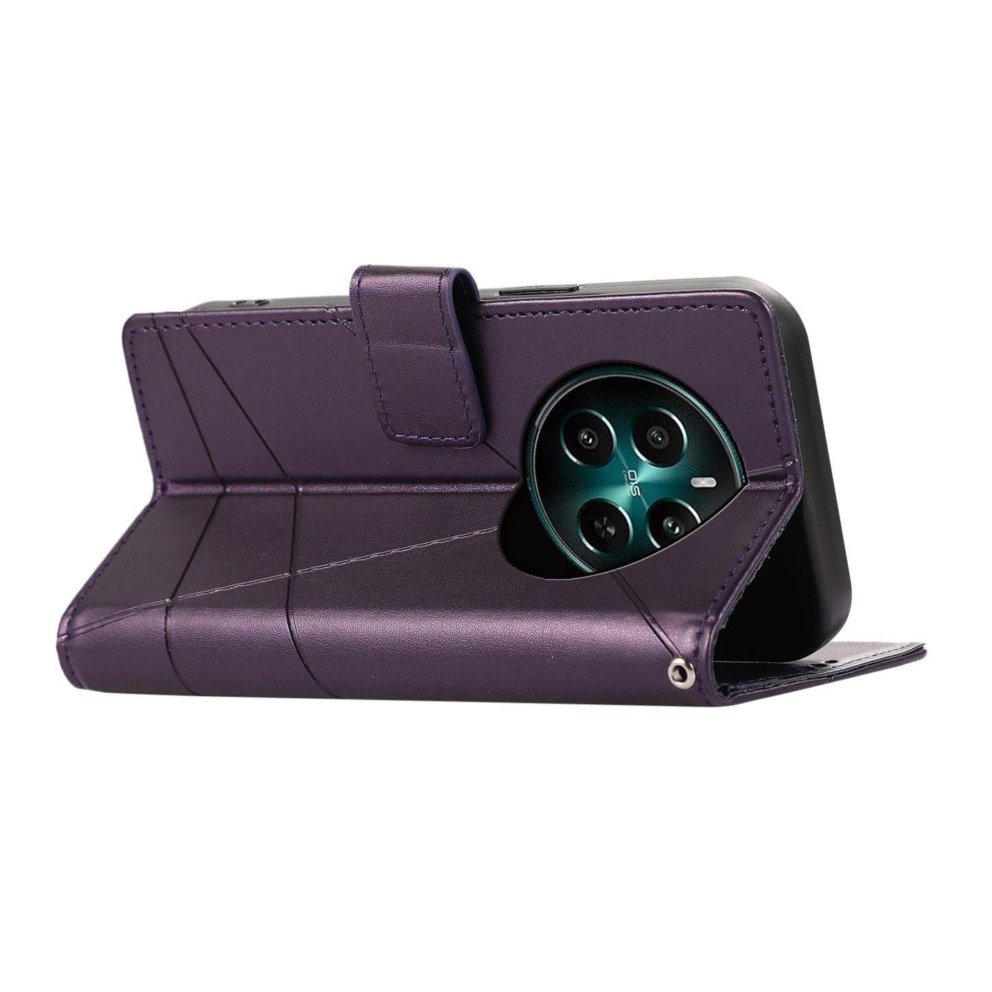 DF-06 For Realme 12+ 5G / Narzo 70 Pro 5G Case Line Imprint Wallet Cover Wholesale Cell Phone Accessories - Purple