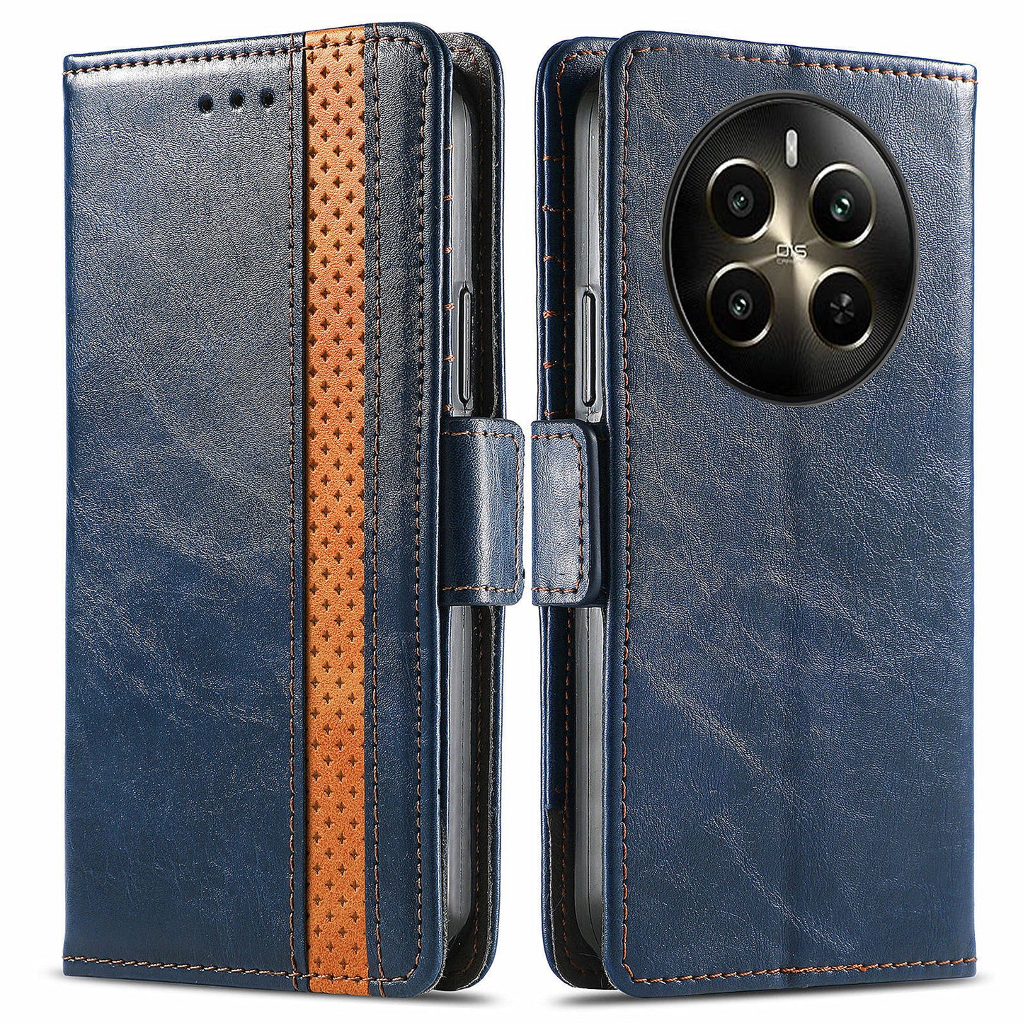 CASENEO 002 Series For Realme 12+ 5G Case Leather Wallet Cover Cell Phone Accessories Wholesale - Dark Blue