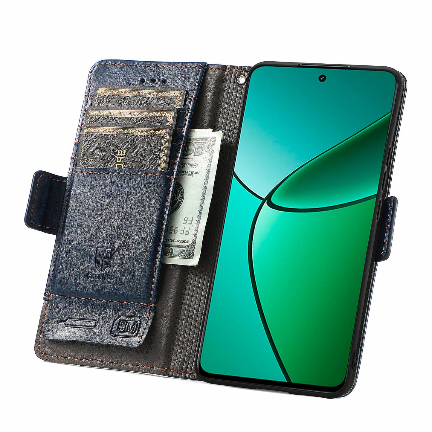 CASENEO 002 Series For Realme 12+ 5G Case Leather Wallet Cover Cell Phone Accessories Wholesale - Dark Blue