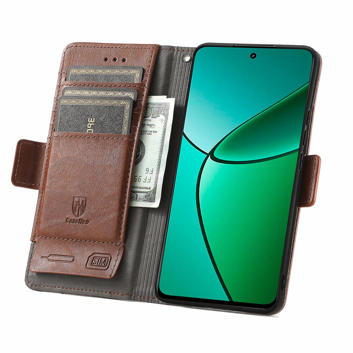 CASENEO 002 Series For Realme 12+ 5G Case Leather Wallet Cover Cell Phone Accessories Wholesale - Dark Brown