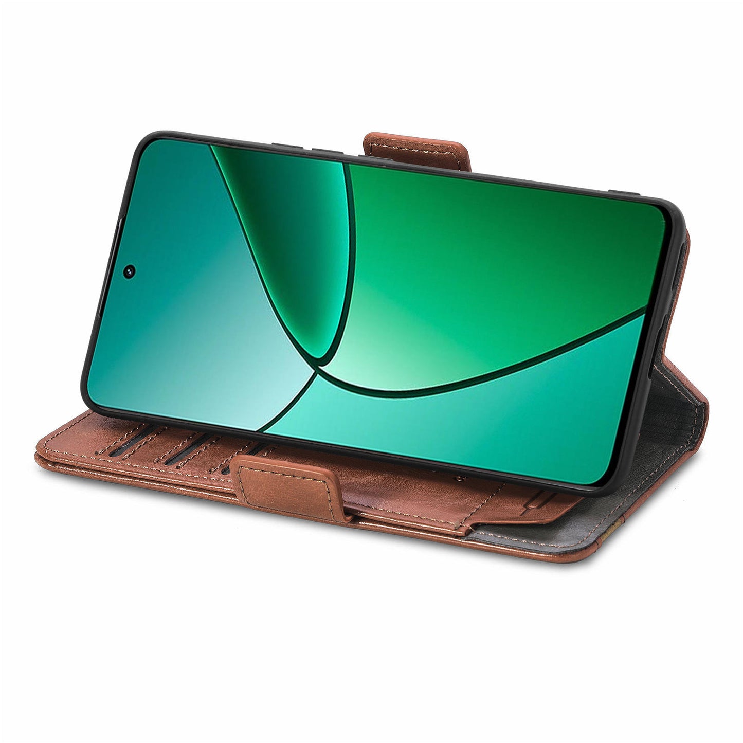CASENEO 002 Series For Realme 12+ 5G Case Leather Wallet Cover Cell Phone Accessories Wholesale - Dark Brown