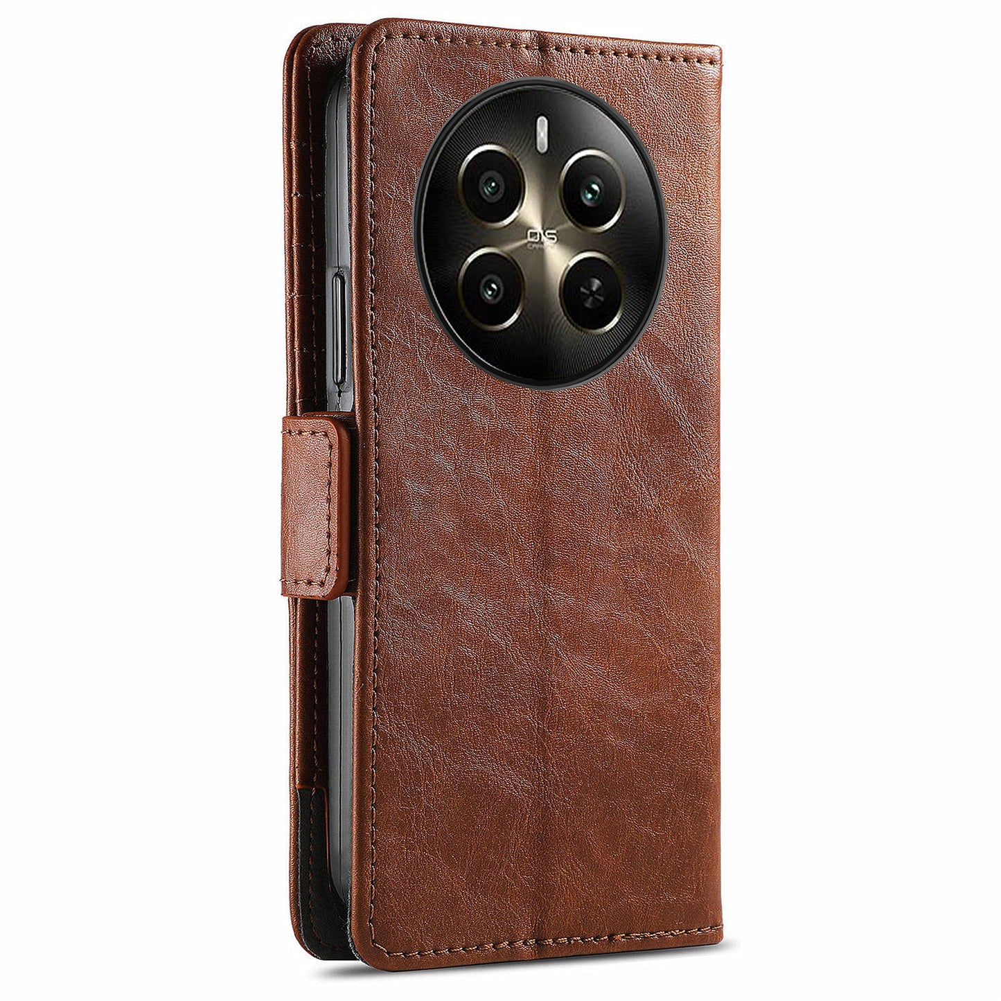 CASENEO 002 Series For Realme 12+ 5G Case Leather Wallet Cover Cell Phone Accessories Wholesale - Dark Brown