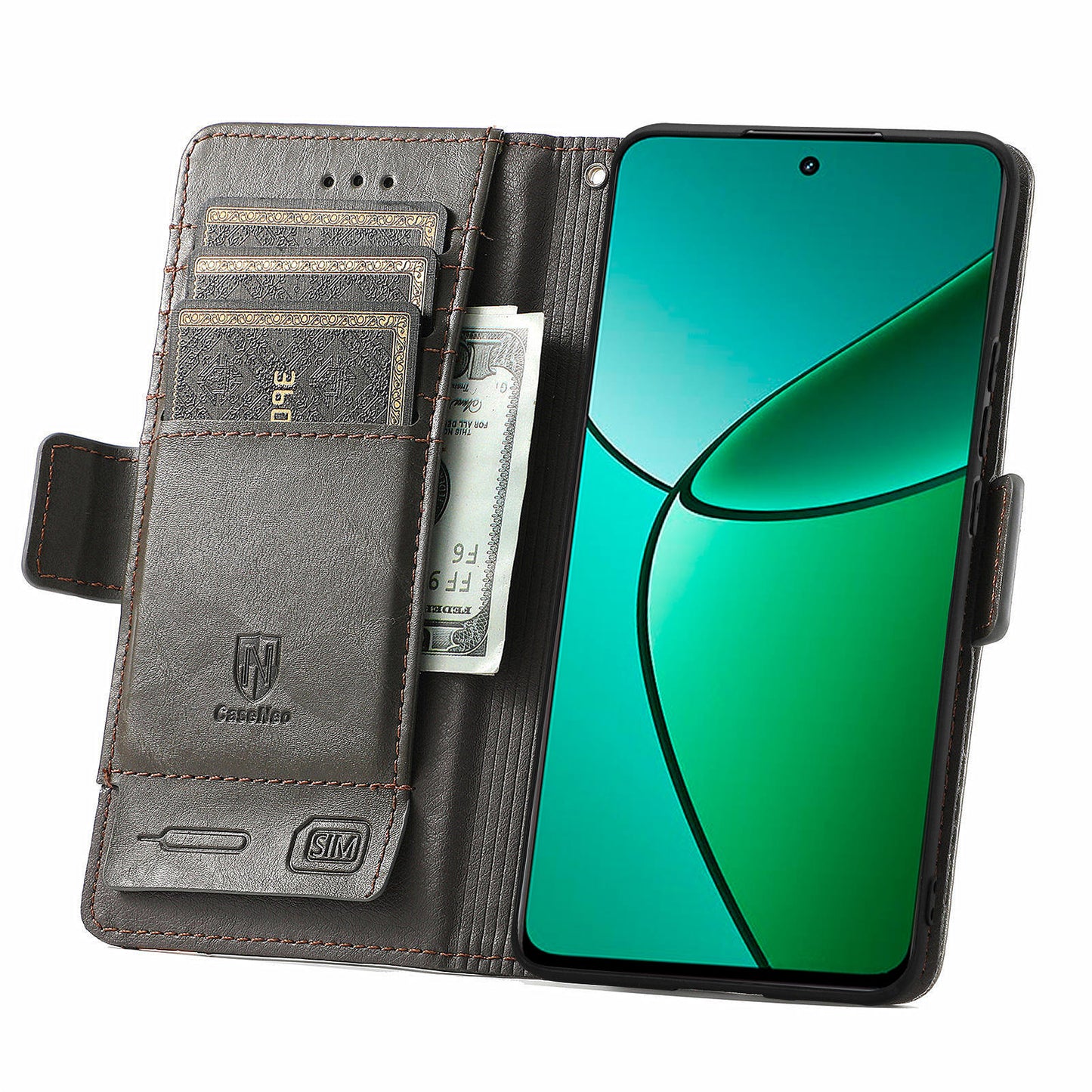 CASENEO 002 Series For Realme 12+ 5G Case Leather Wallet Cover Cell Phone Accessories Wholesale - Grey