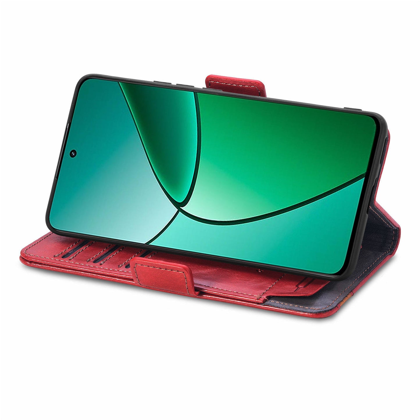 CASENEO 002 Series For Realme 12+ 5G Case Leather Wallet Cover Cell Phone Accessories Wholesale - Red