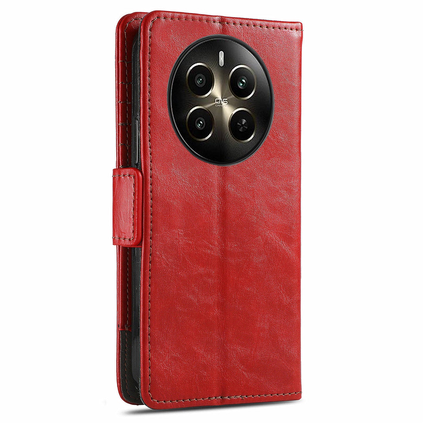 CASENEO 002 Series For Realme 12+ 5G Case Leather Wallet Cover Cell Phone Accessories Wholesale - Red